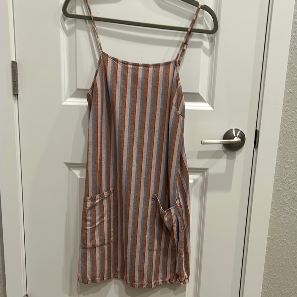 Billabong Blue and Cream Spaghetti Strap Mini Dress